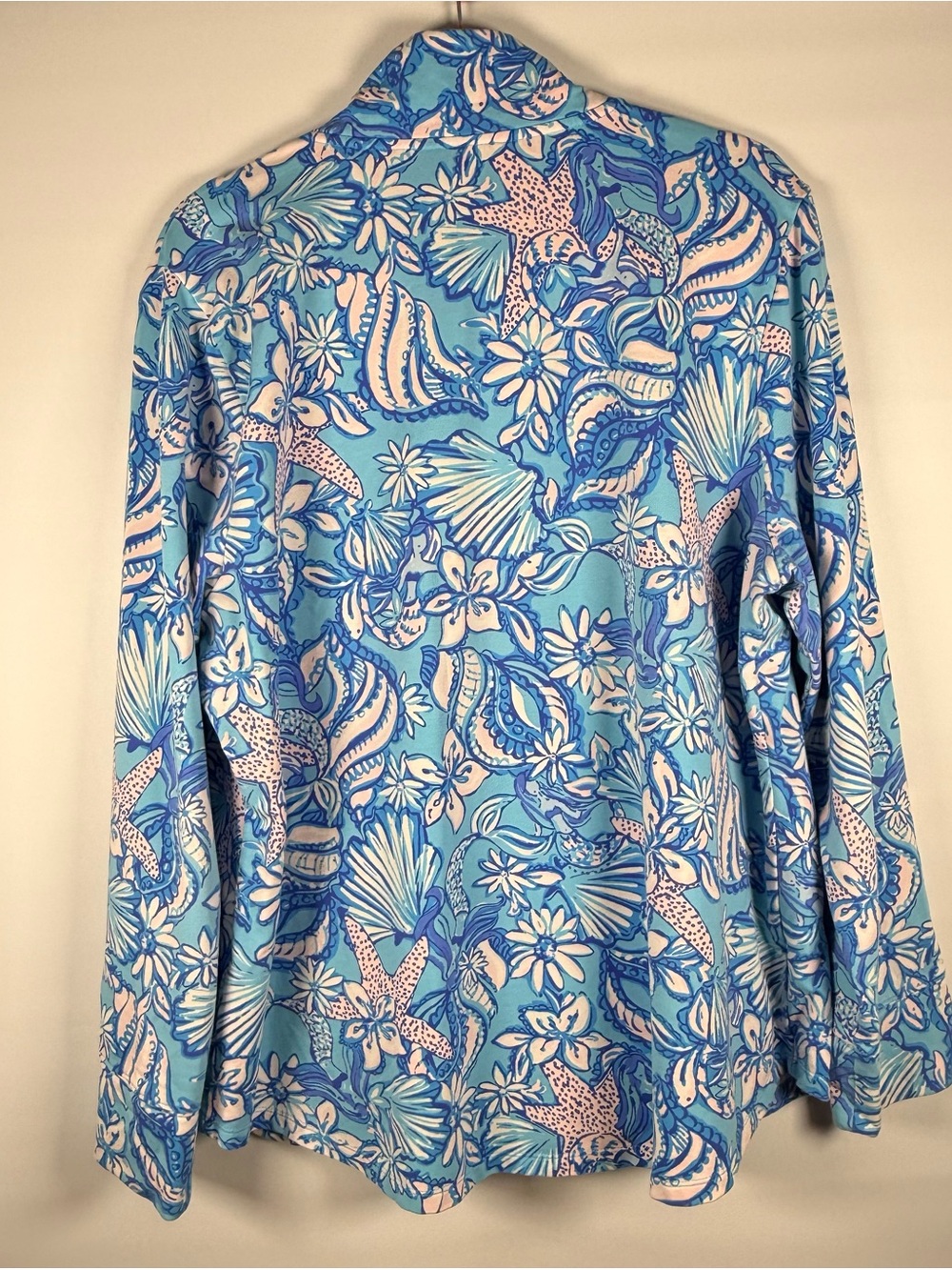 Lilly Pulitzer Leona Zip Up Jacket Pockets Blue Nautical Floral XXL - Picture 3 of 12